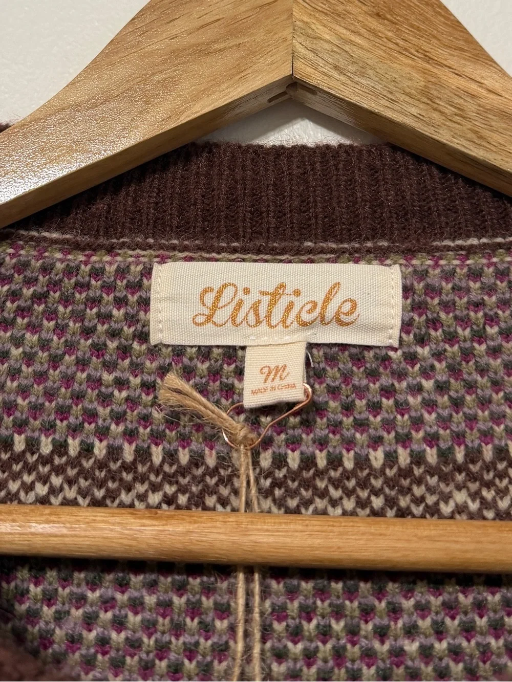 NWT Listicle Floral Knit Sweater Brown Purple Boho NEW